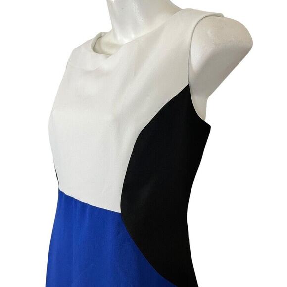 Evan Picone Black Label Womens Blue Cobalt Colorblock Sheath Career Dress sz 12 - Picture 8 of 16
